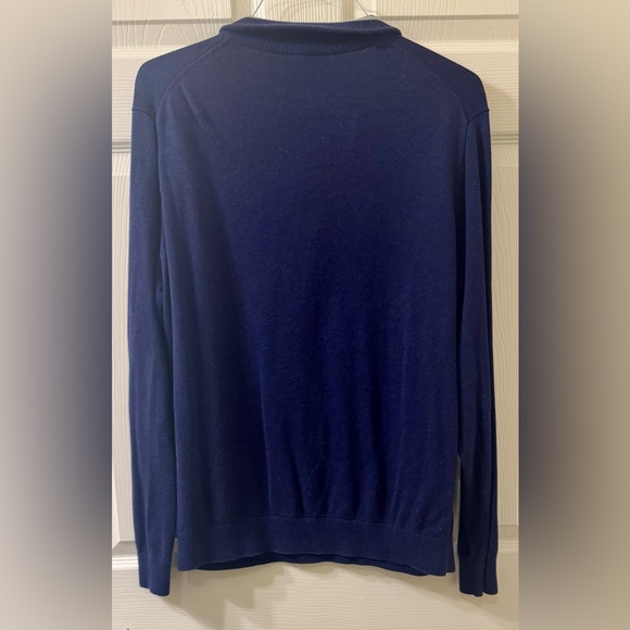 Vineyard Vines Men's Navy Striped Collar Zip-Up Sweater - Picture 2 of 4